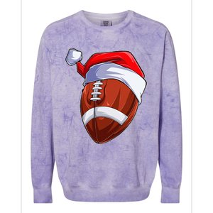 Funny Christmas Football Ball Santa Hat Sport Xmas Colorblast Crewneck Sweatshirt