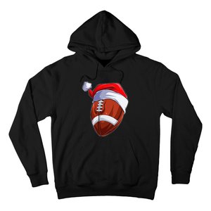 Funny Christmas Football Ball Santa Hat Sport Xmas Hoodie