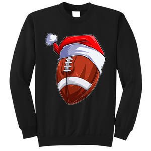 Funny Christmas Football Ball Santa Hat Sport Xmas Sweatshirt