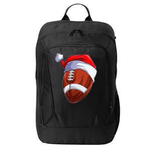 Funny Christmas Football Ball Santa Hat Sport Xmas City Backpack