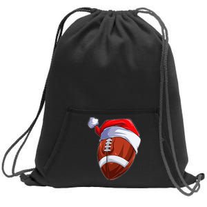 Funny Christmas Football Ball Santa Hat Sport Xmas Sweatshirt Cinch Pack Bag