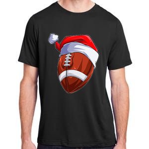 Funny Christmas Football Ball Santa Hat Sport Xmas Adult ChromaSoft Performance T-Shirt