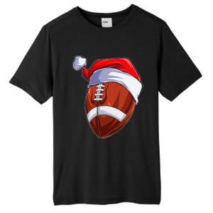 Funny Christmas Football Ball Santa Hat Sport Xmas Tall Fusion ChromaSoft Performance T-Shirt