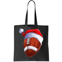 Funny Christmas Football Ball Santa Hat Sport Xmas Tote Bag