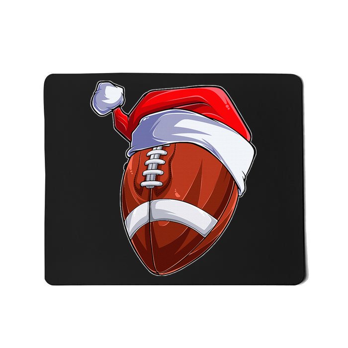 Funny Christmas Football Ball Santa Hat Sport Xmas Mousepad