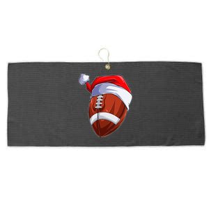 Funny Christmas Football Ball Santa Hat Sport Xmas Large Microfiber Waffle Golf Towel