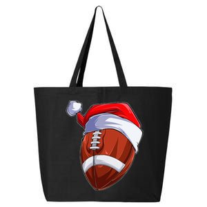 Funny Christmas Football Ball Santa Hat Sport Xmas 25L Jumbo Tote