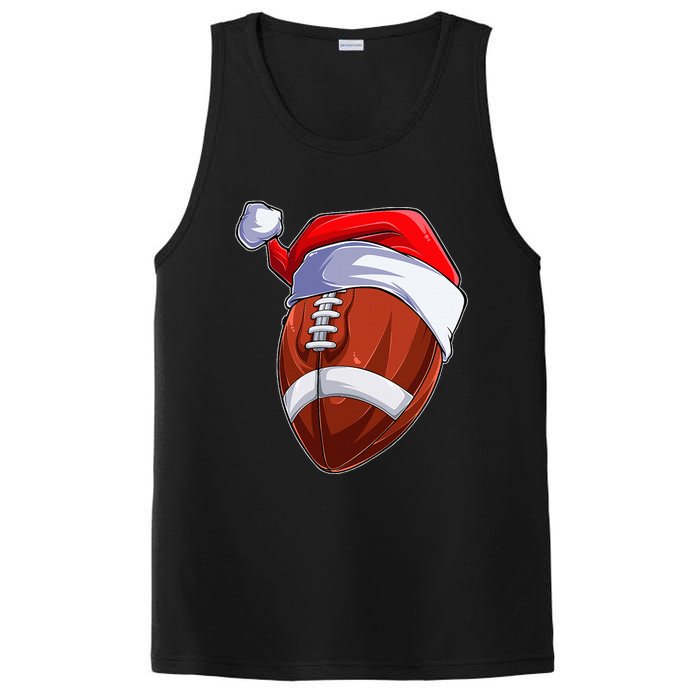 Funny Christmas Football Ball Santa Hat Sport Xmas PosiCharge Competitor Tank