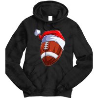 Funny Christmas Football Ball Santa Hat Sport Xmas Tie Dye Hoodie