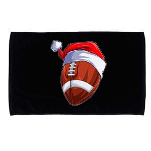 Funny Christmas Football Ball Santa Hat Sport Xmas Microfiber Hand Towel