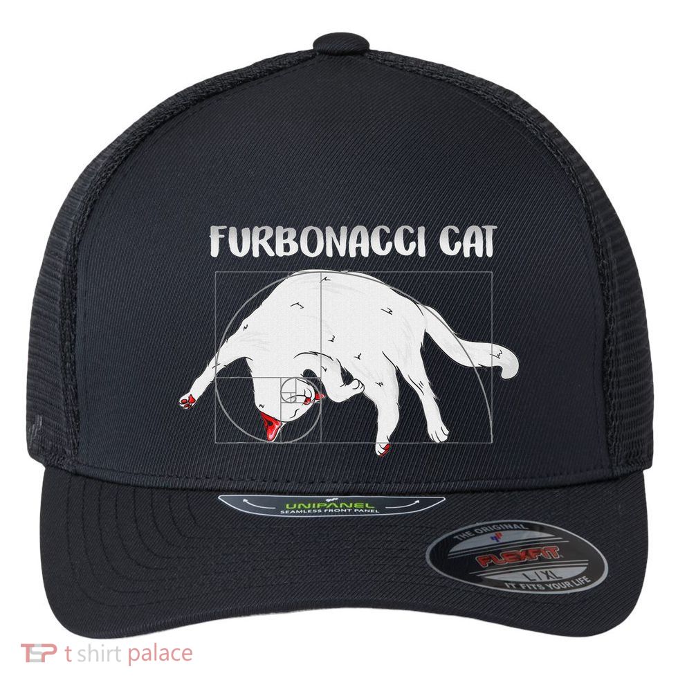 Furbonacci Cat Funny Cat Math Puns Flexfit Unipanel Trucker Cap