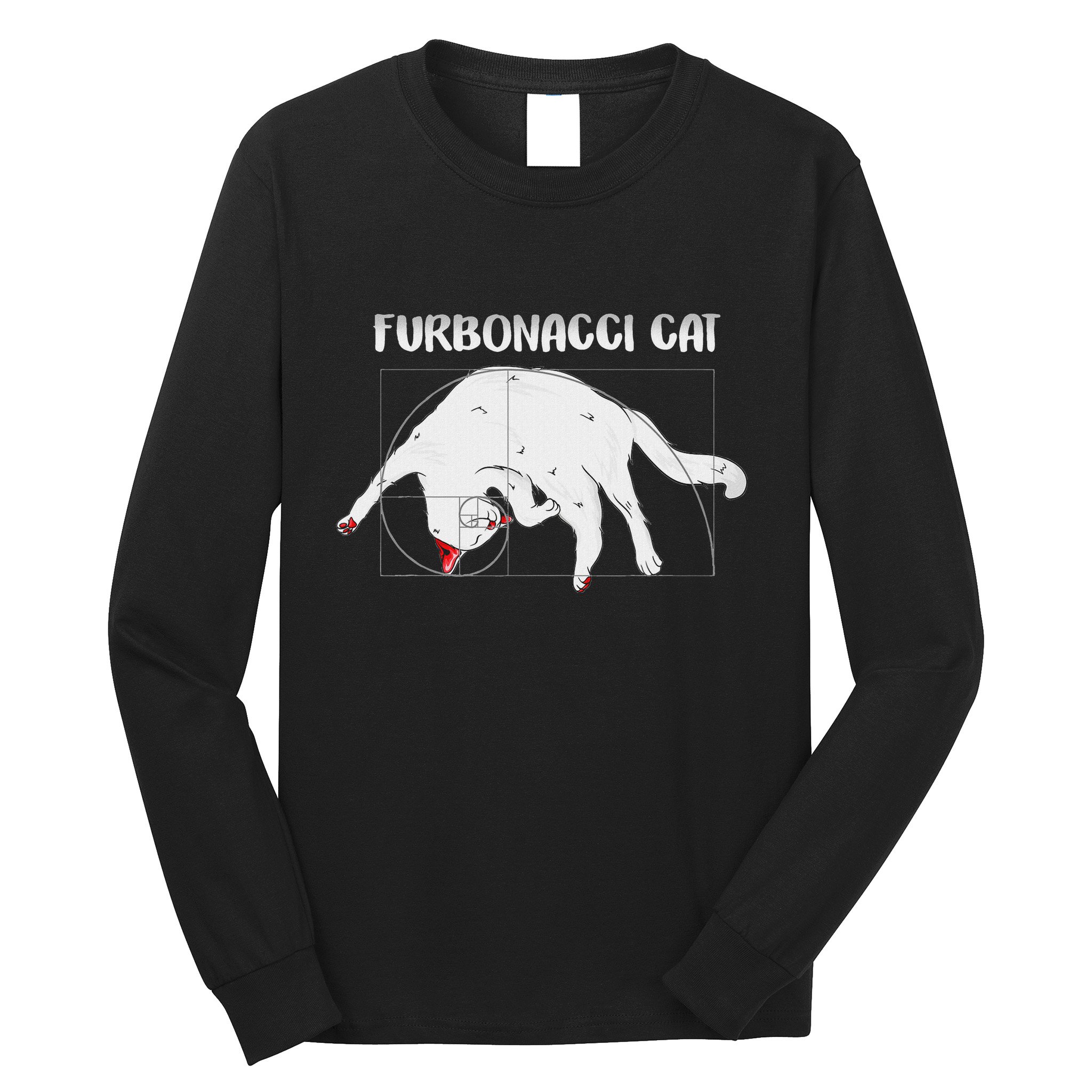 Furbonacci Cat Funny Cat Math Puns Long Sleeve Shirt