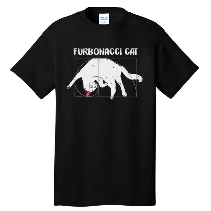 Furbonacci Cat Funny Cat Math Puns Tall T-Shirt