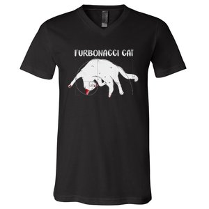 Furbonacci Cat Funny Cat Math Puns V-Neck T-Shirt