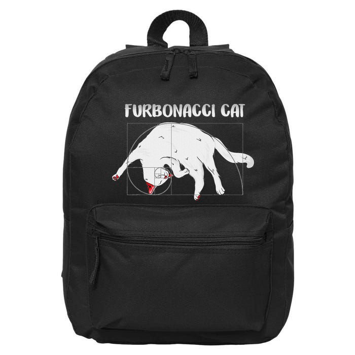 Furbonacci Cat Funny Cat Math Puns 16 in Basic Backpack
