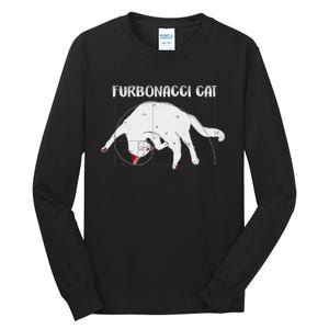 Furbonacci Cat Funny Cat Math Puns Tall Long Sleeve T-Shirt