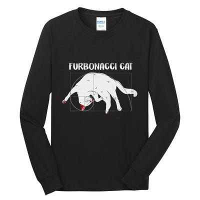 Furbonacci Cat Funny Cat Math Puns Tall Long Sleeve T-Shirt