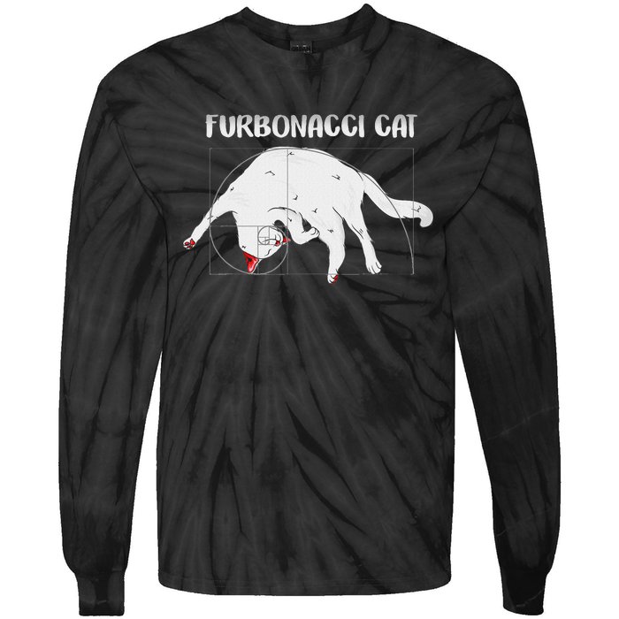 Furbonacci Cat Funny Cat Math Puns Tie-Dye Long Sleeve Shirt