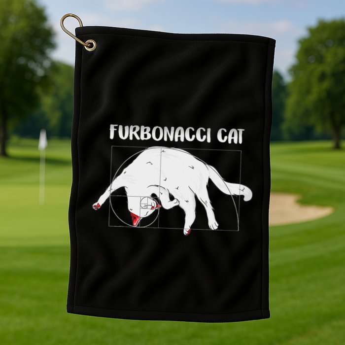 Furbonacci Cat Funny Cat Math Puns Golf Towel