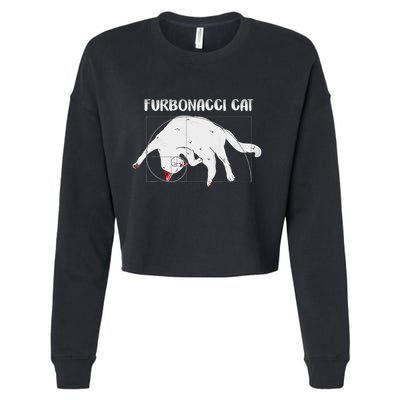 Furbonacci Cat Funny Cat Math Puns Cropped Pullover Crew