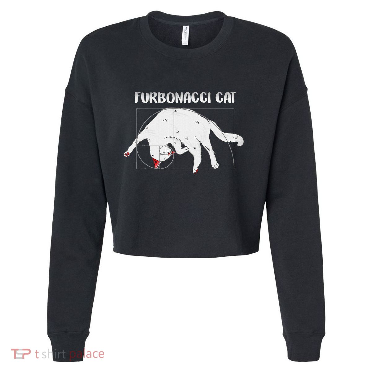 Furbonacci Cat Funny Cat Math Puns Cropped Pullover Crew