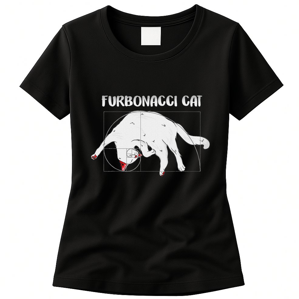 Furbonacci Cat Funny Cat Math Puns Womens T-Shirt