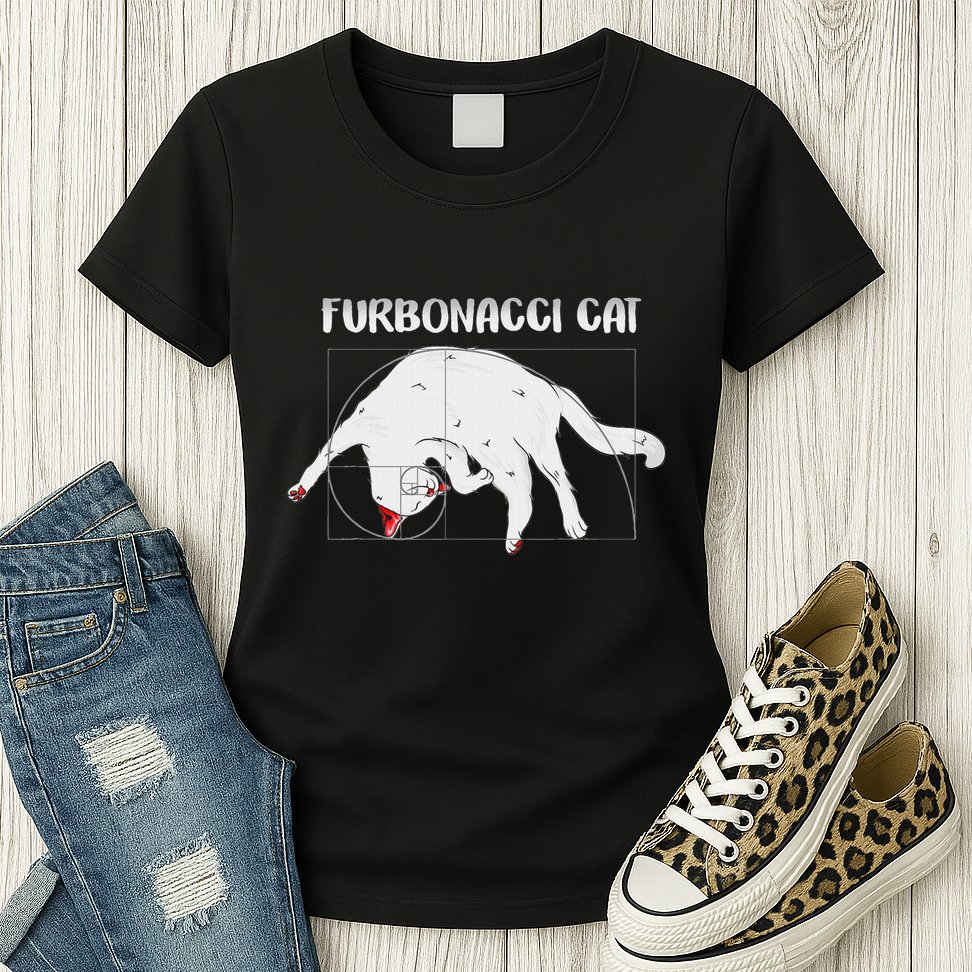 Furbonacci Cat Funny Cat Math Puns Womens T-Shirt