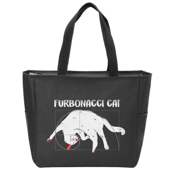 Furbonacci Cat Funny Cat Math Puns Zip Tote Bag