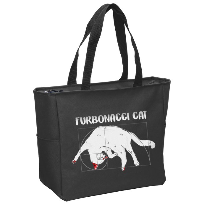 Furbonacci Cat Funny Cat Math Puns Zip Tote Bag