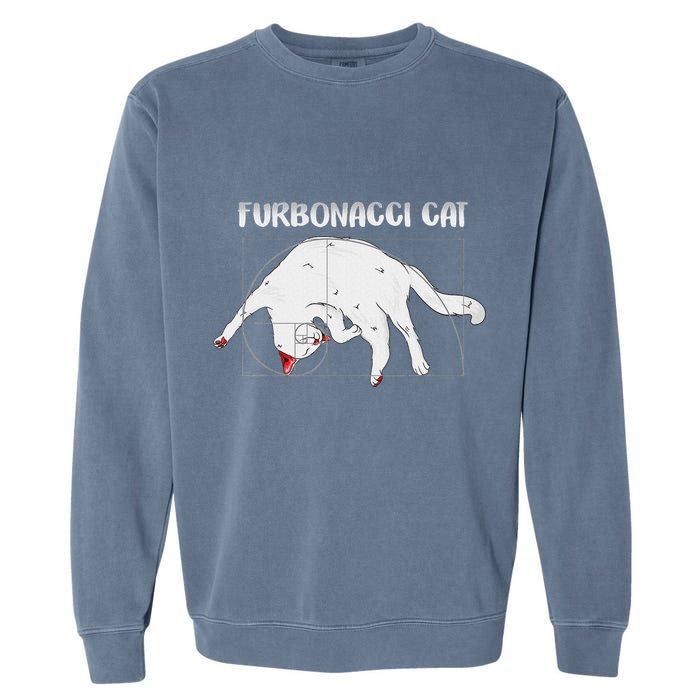 Furbonacci Cat Funny Cat Math Puns Garment-Dyed Sweatshirt