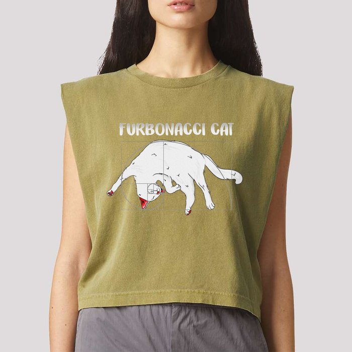 Furbonacci Cat Funny Cat Math Puns Garment-Dyed Women's Muscle Tee