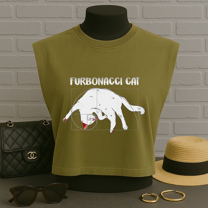 Furbonacci Cat Funny Cat Math Puns Garment-Dyed Women's Muscle Tee