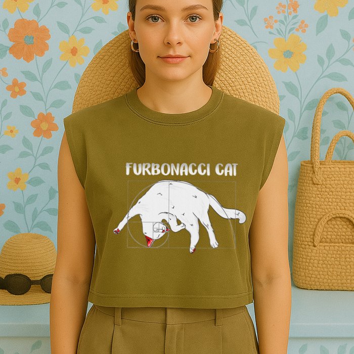 Furbonacci Cat Funny Cat Math Puns Garment-Dyed Women's Muscle Tee