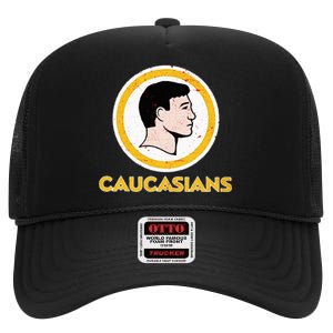 Funny Caucasian High Crown Mesh Back Trucker Hat