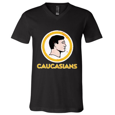 Funny Caucasian V-Neck T-Shirt