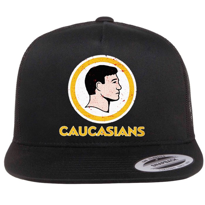 Funny Caucasian Flat Bill Trucker Hat