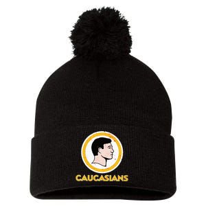 Funny Caucasian Pom Pom 12in Knit Beanie