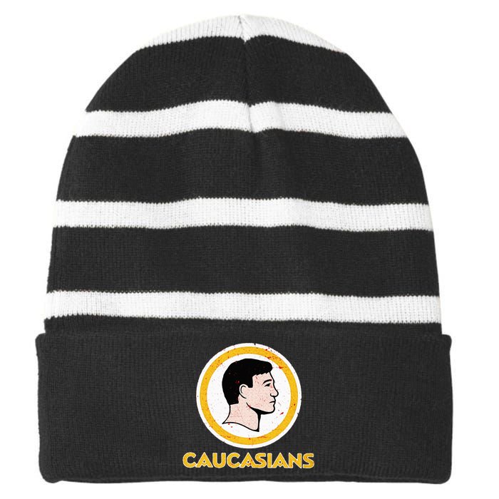 Funny Caucasian Striped Beanie with Solid Band