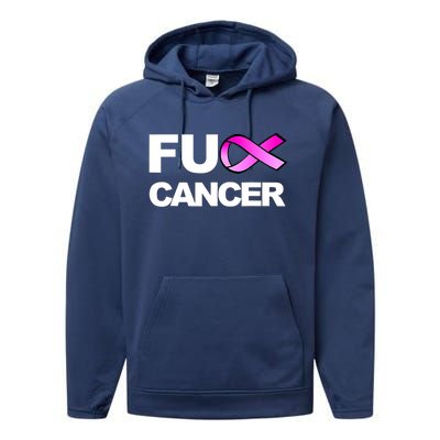 Fuck Cancer Funny Fuck Breast Cancer Awareness Performance Fleece Hoodie