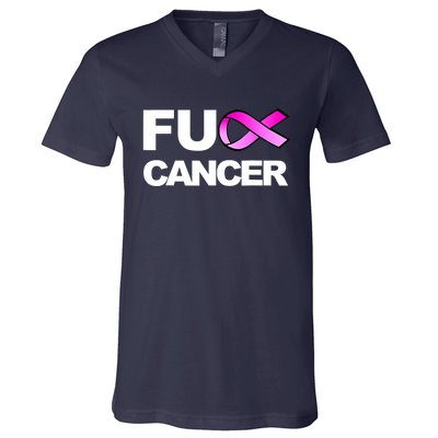 Fuck Cancer Funny Fuck Breast Cancer Awareness V-Neck T-Shirt