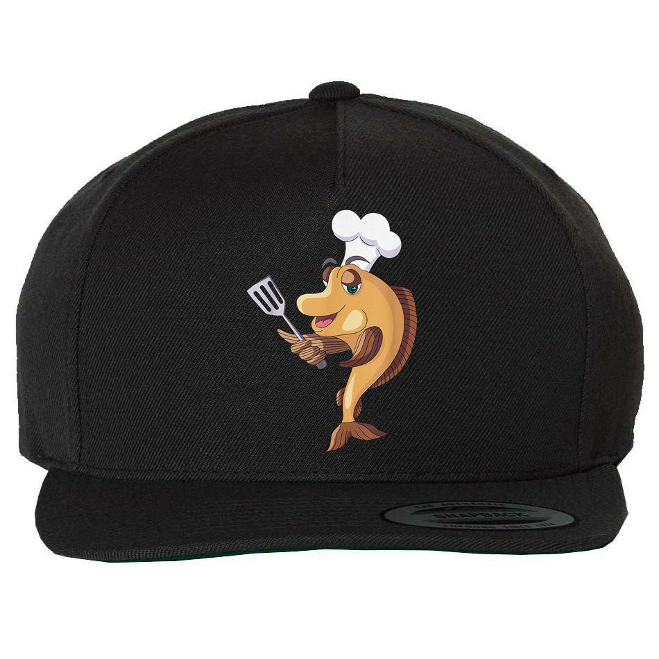 Fish Chef Fishing And Cooking Wool Snapback Cap