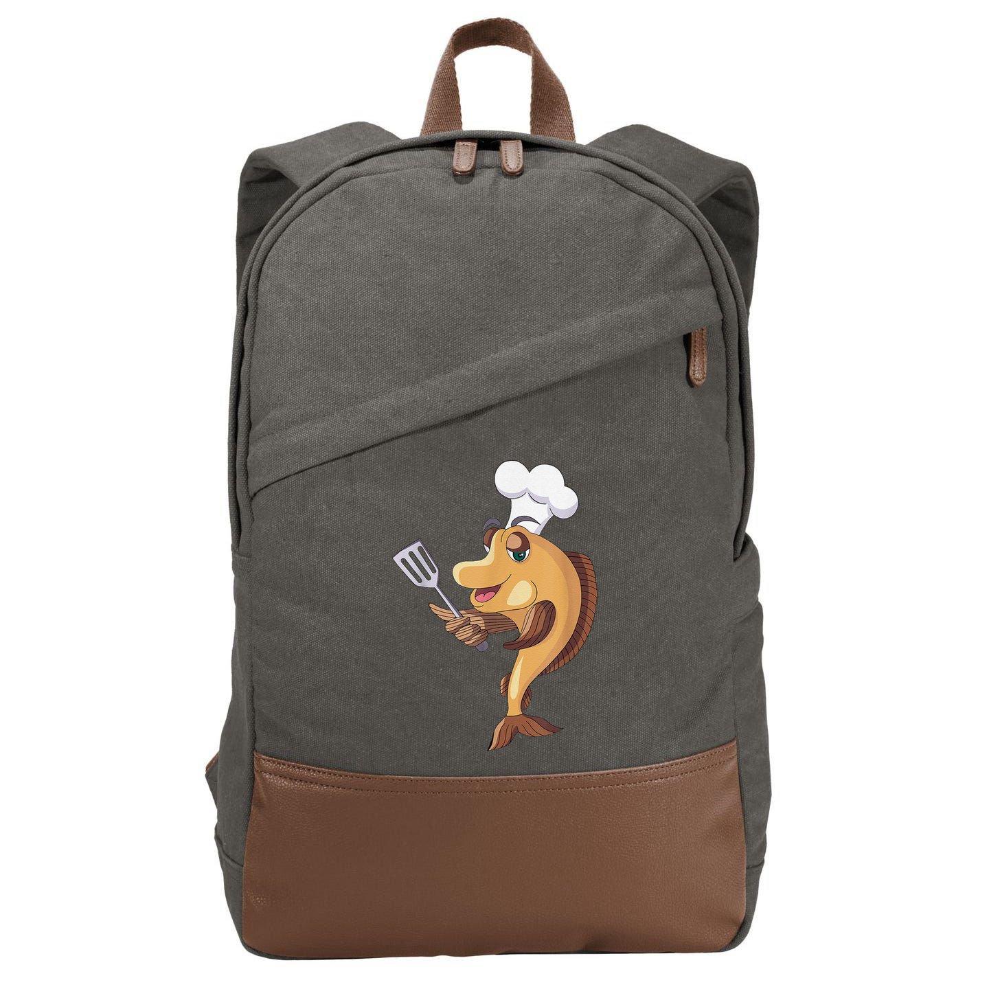 Fish Chef Fishing And Cooking Cotton Canvas Backpack