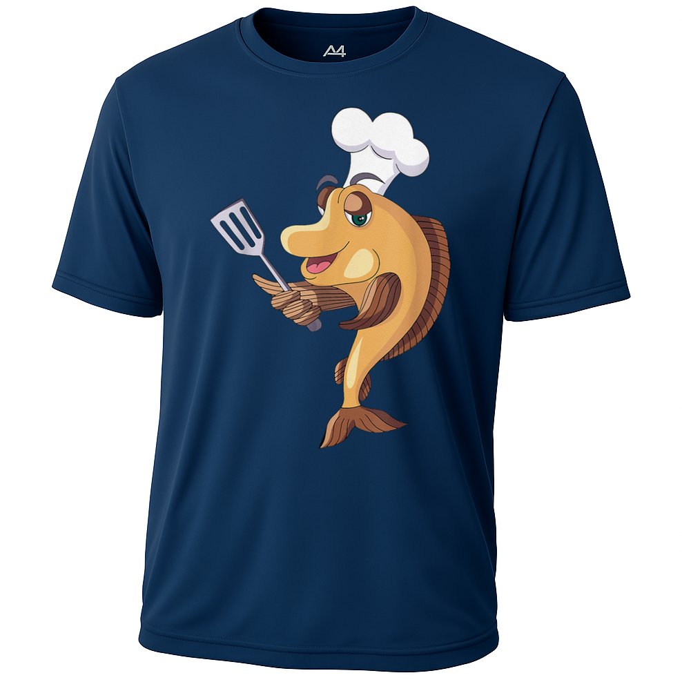 Fish Chef Fishing And Cooking Cooling Performance Crew T-Shirt