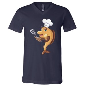 Fish Chef Fishing And Cooking V-Neck T-Shirt