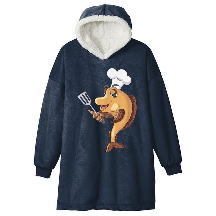 Fish Chef Fishing And Cooking Hooded Wearable Blanket