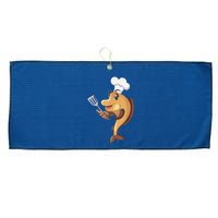 Fish Chef Fishing And Cooking Large Microfiber Waffle Golf Towel