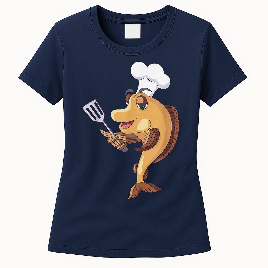 Fish Chef Fishing And Cooking Womens T-Shirt