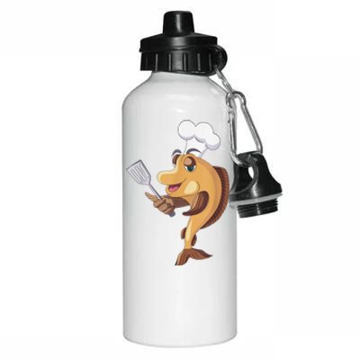 Fish Chef Fishing And Cooking Aluminum Water Bottle