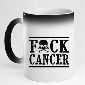 Fuck Cancer Funny Skull And Crossbones Skeleton Breast Cancer 11oz Black Color Changing Mug