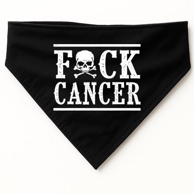 Fuck Cancer Funny Skull And Crossbones Skeleton Breast Cancer USA-Made Doggie Bandana